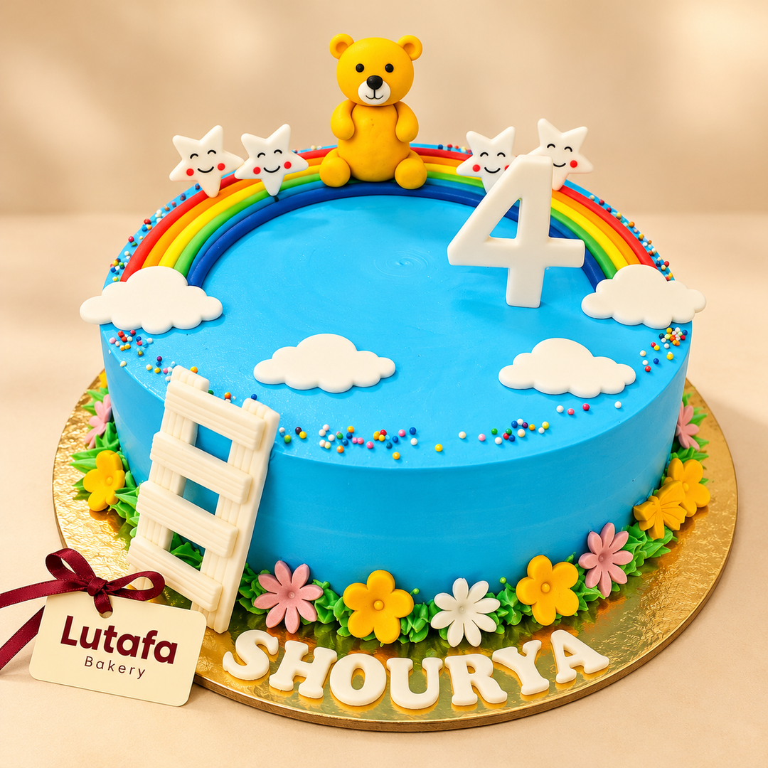 Teddy Rainbow Theme Cake