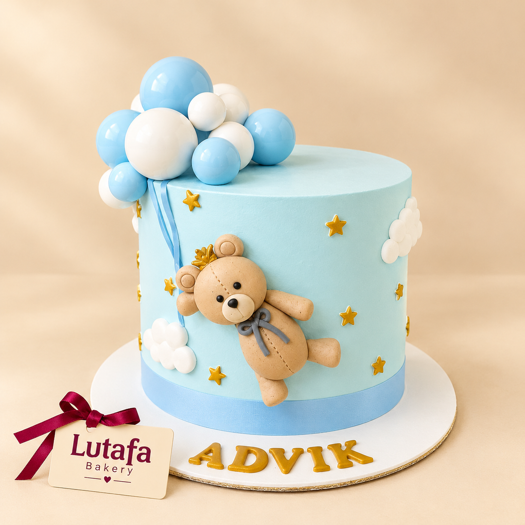 Teddy Balloon Theme Cake