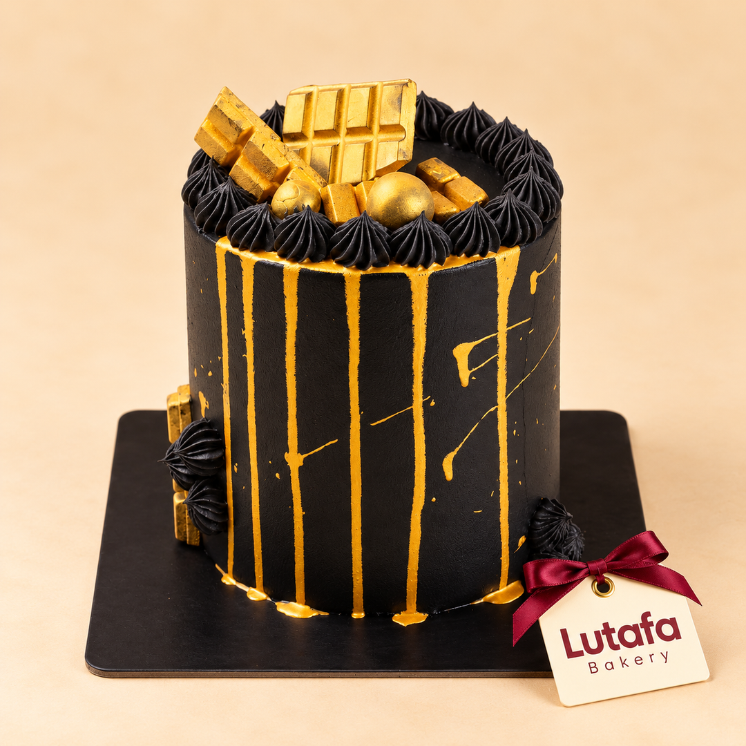 Luxury Chocolate Cake with Golden Chocolates