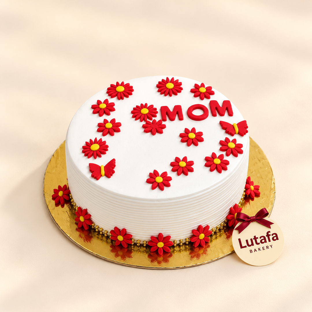 White &amp; Red Flower Cake