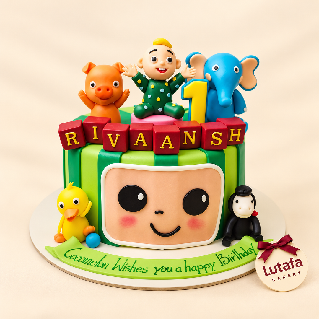 Green Cocomelon Theme Cake