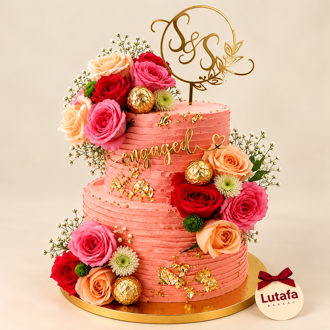 Cream Ruffles Engagement Cake