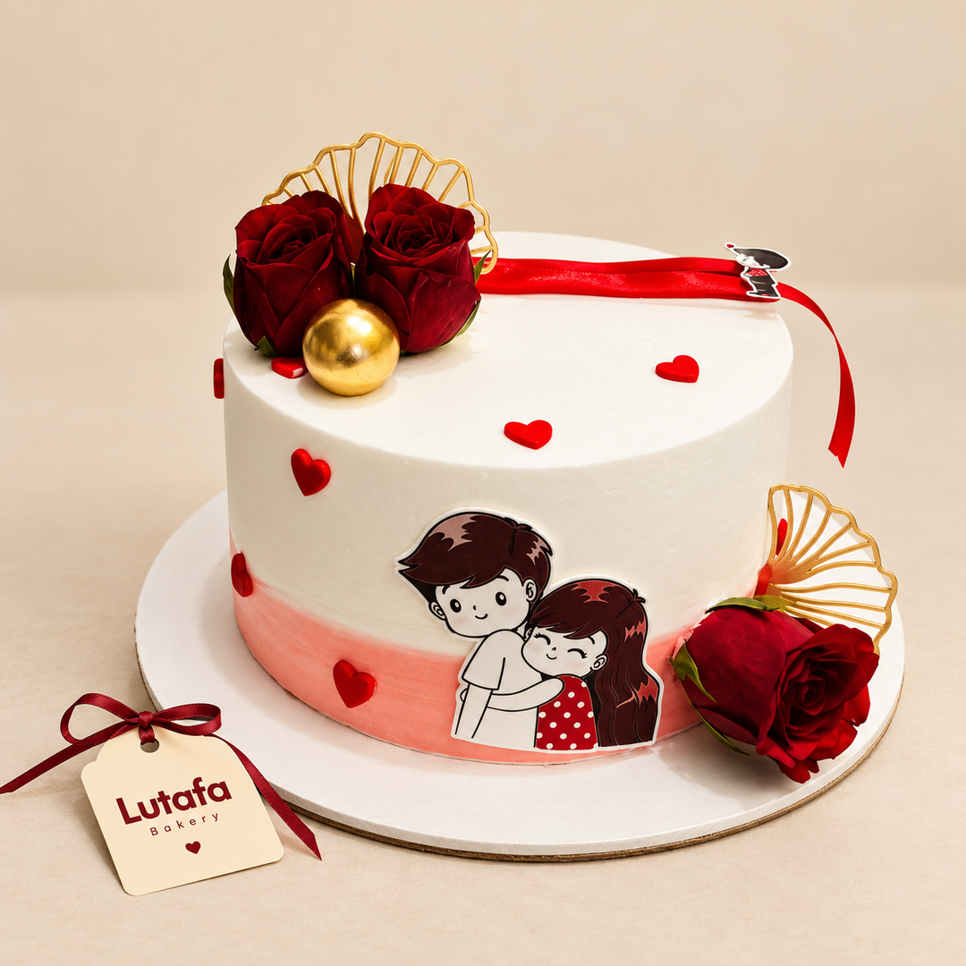 Romantic Red Rose Couple Cake