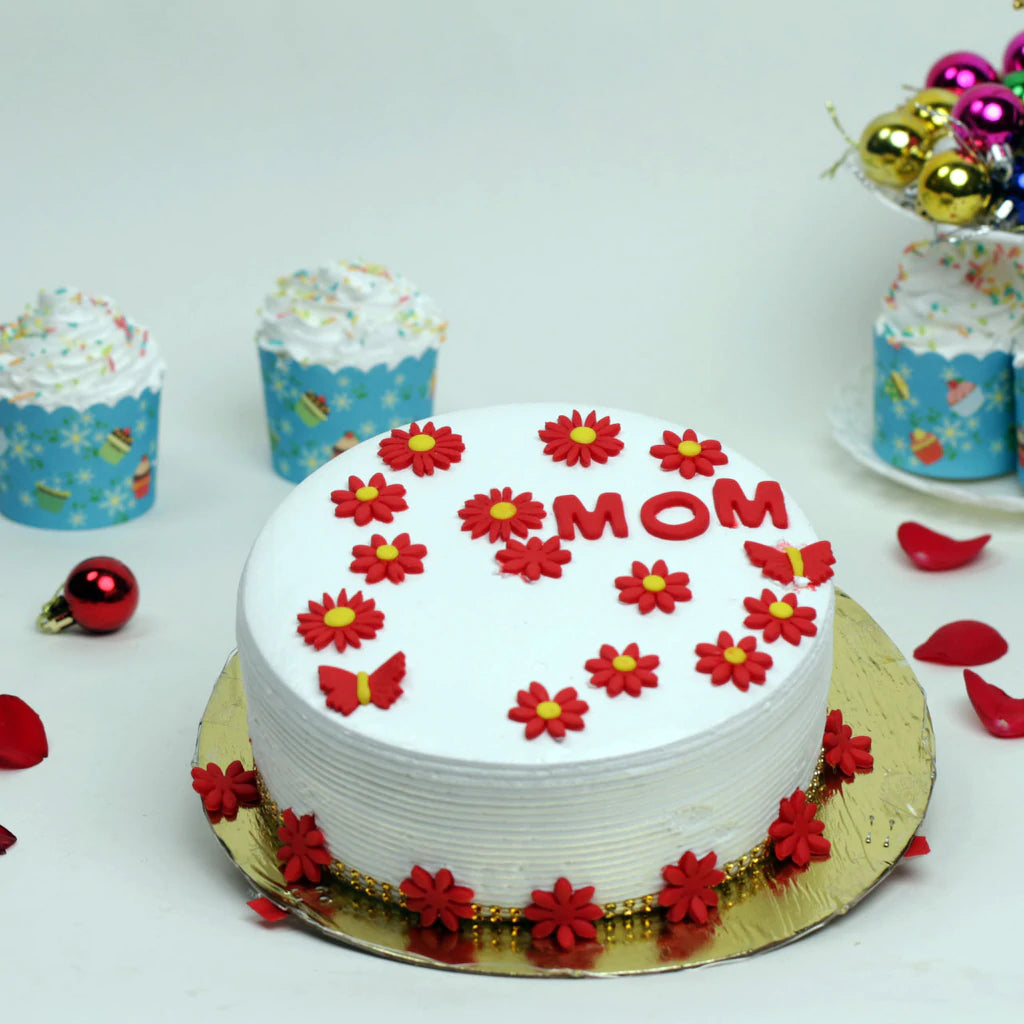 White &amp; Red Flower Cake