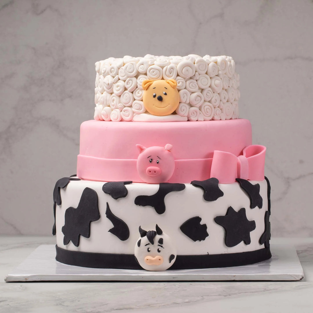 Farm Animals Theme Fondant Cake