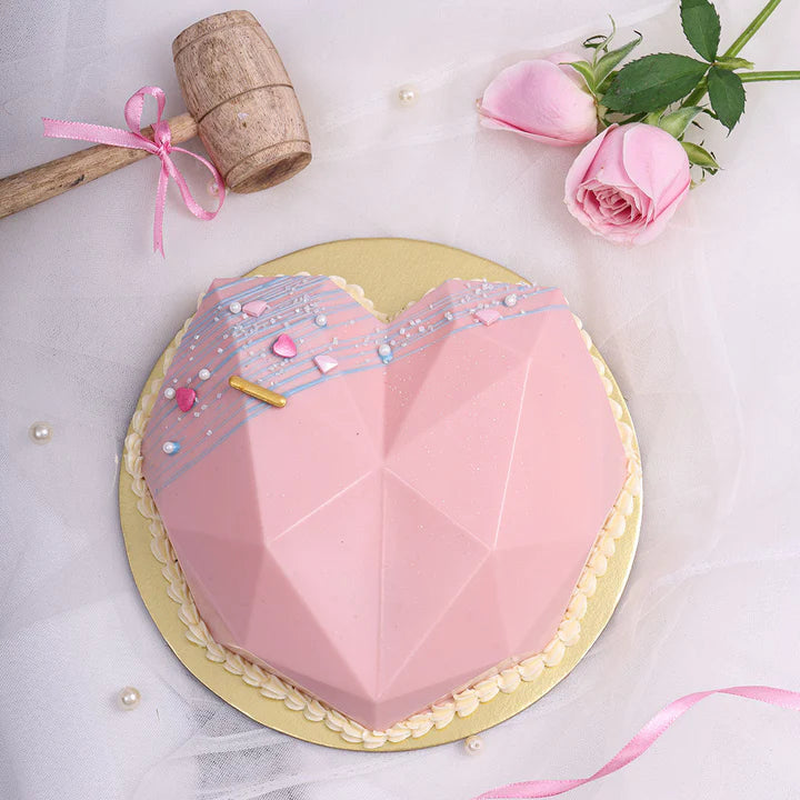 Pink Heart Shaped Pinata Cake