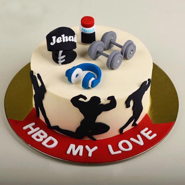 Bodybuilder Themed Fondant Cake
